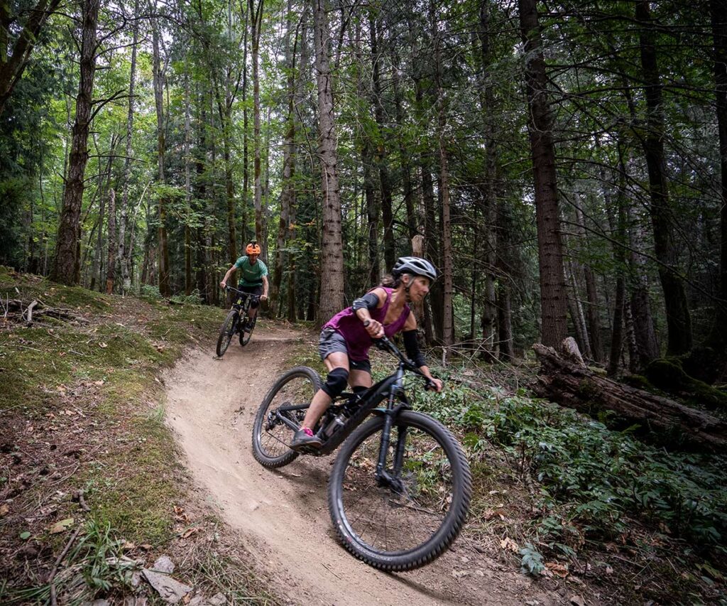 Mountain bikers riding