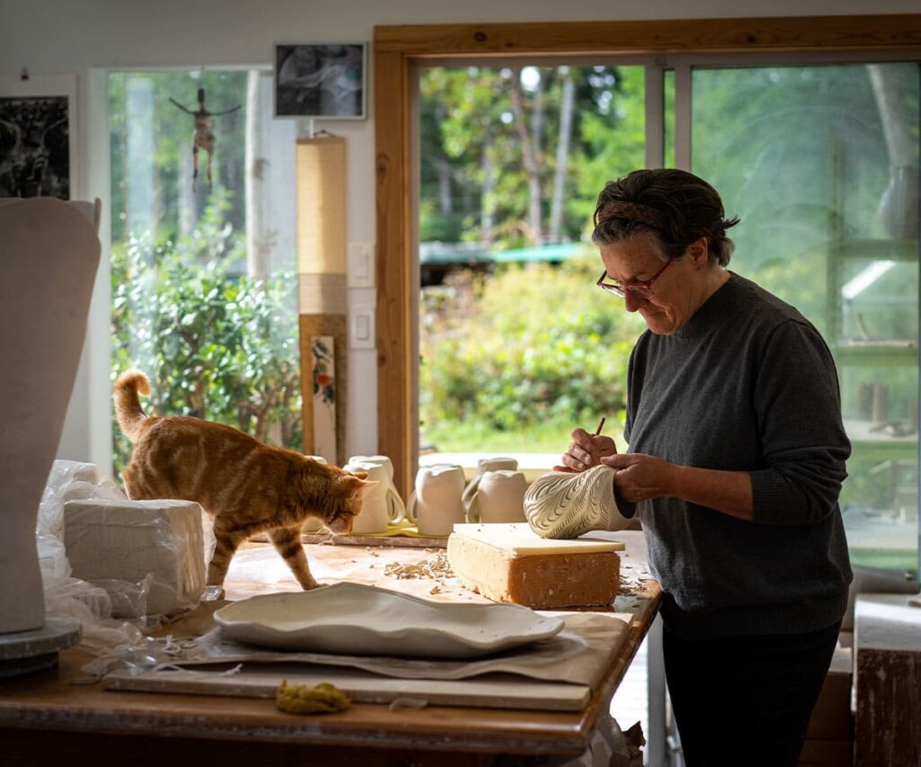Potter creating pottery